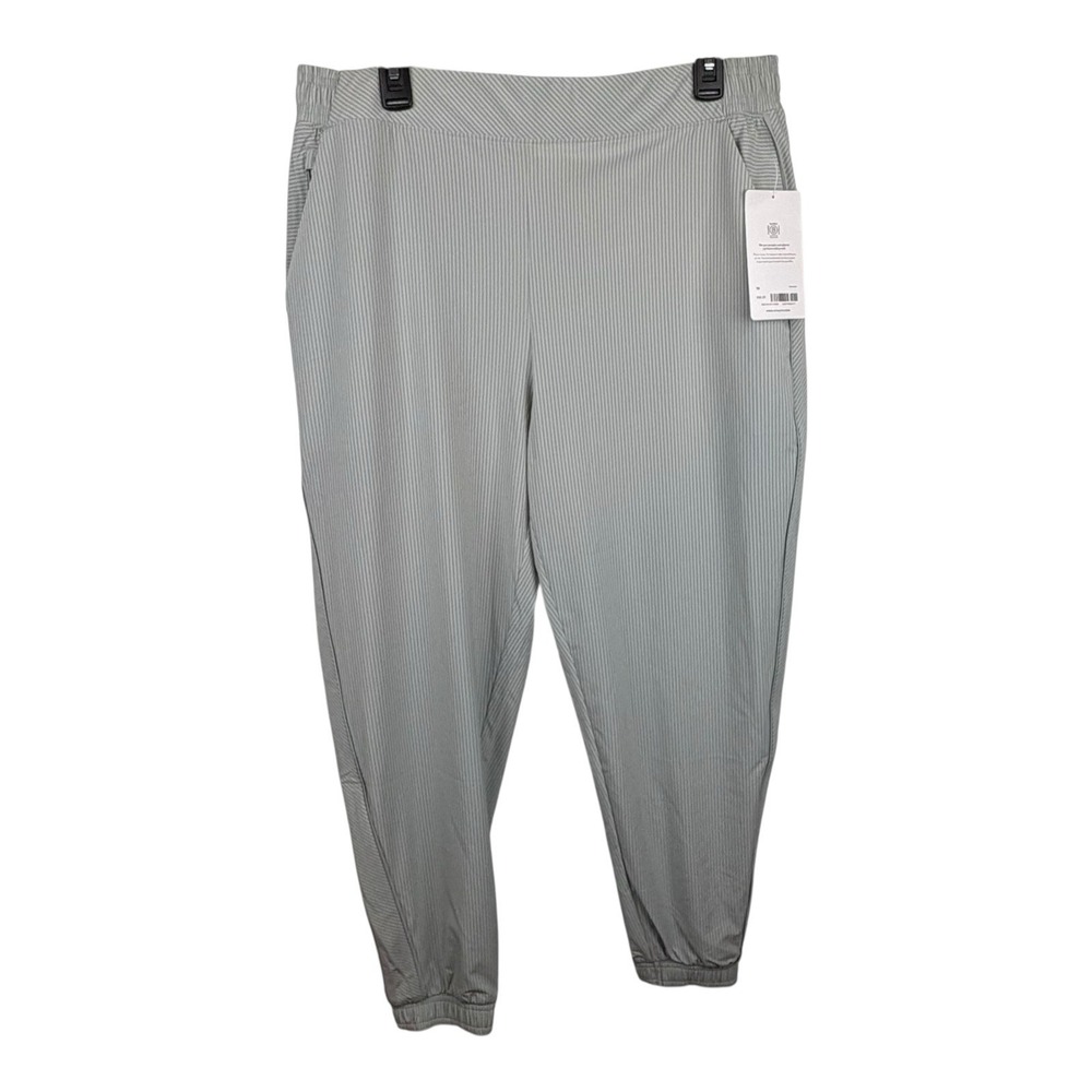 NWT Athleta Brooklyn Textured Jogger Gray Striped Size 16 $99